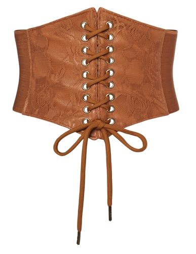 Scarlet Darkness Renaissance Corset Belt Wide Elastic Waist Belts for Women - color: Brown, size: X-Large