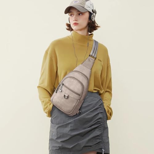 cakang Womens Sling Bag Crossbody Bags for Women Vegan Leather Sling Backpack Daypack Fanny Pack Crossbody Purse Travel - color: 1-grey