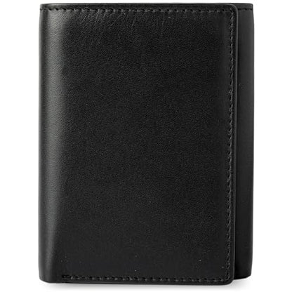 BULL GUARD RFID Leather Trifold Wallets for Men ID Window, Secret Pocket, Black - color: Rich Black