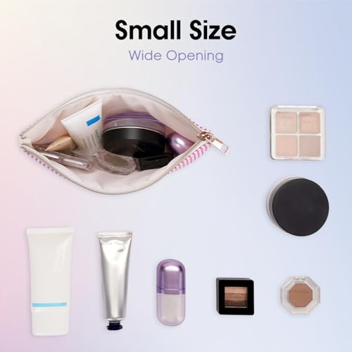 Wandering Nature Makeup Bag Small Cosmetic Bag for Purse 2 Pack Small Make Up Pouch Cute Travel Pouch with Zipper for Women, Pink Stripe - color: Pink Stripe