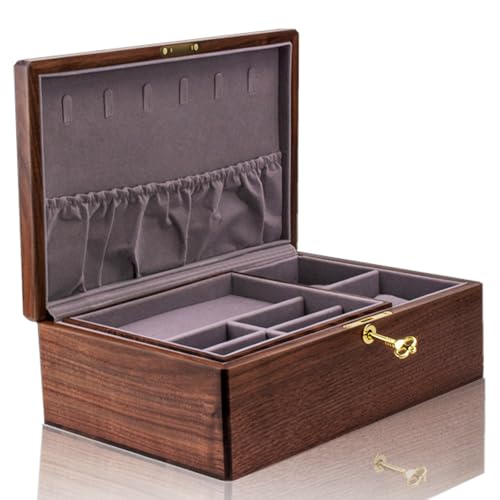 Exquisite Black Walnut Wood Jewelry Box & Organizers&holder: – Noble and Elegant Storage Solution,for Women Girls Valentines Birthdays Wedding Gift