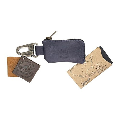 Hide & Drink, Car Key Holder Handmade from Full Grain Leather - Slate Blue - color: Slate Blue