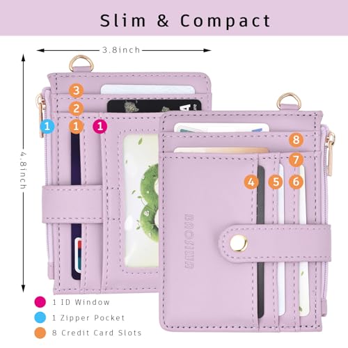 BAOSIWA Silicone Bracelet Keychain Wallet for Women Wristlet Card Holder Slim RFID Wallet with Zipper Pocket - color: Purple