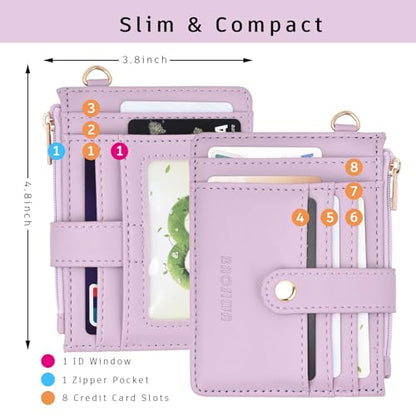 BAOSIWA Silicone Bracelet Keychain Wallet for Women Wristlet Card Holder Slim RFID Wallet with Zipper Pocket - color: Purple