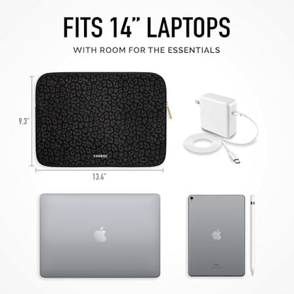 Vandel Slim, Protective Laptop Sleeve for 14 Inch Laptops, MacBook Pro 14 | Fits MacBook Pro 14 inch, HP 14” Laptops, Dell XPS 14, 14” Chromebooks, HP Stream, Dell Latitude, Lenovo IdeaPad, Protextive - color: c. Black Leopard, size: 14 Inch