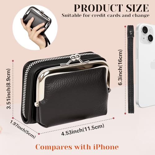 Women's Wristlet Wallet, Card Holder & Coin Purse, Small Change Purse - color: BlackBlack