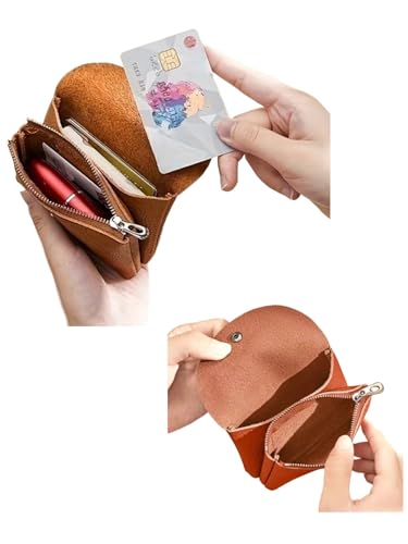 Genuine Real Leather Coin Purse Small Wallet for Women Men, Card Holder Case, Jewery Lipstick Organizer (Pink) - color: #04 Pink