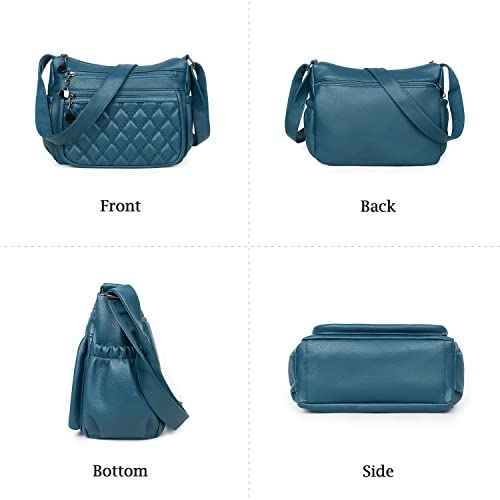 Crossbody Purse for Women Ladies Soft PU Leather Shoulder Bag Medium Roomy Handbag Fashion Tote Top Handle Satchel - color: 8963-lake Blue