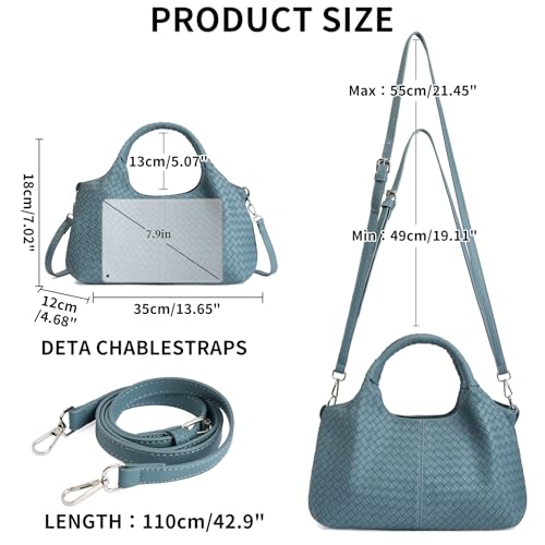 GAEKEAO Vegan Leather Purses for Women Large Shoulder Bag and Handbags Satchel Designer Top Handle Purses Ladies Woven Tote - color: Blue