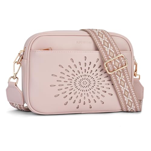 APHISON Crossbody Bags for Women Trendy,Vegan Leather Small Crossbody Purses Shoulder Handbags with Adjustable Strap - color: 09-pink