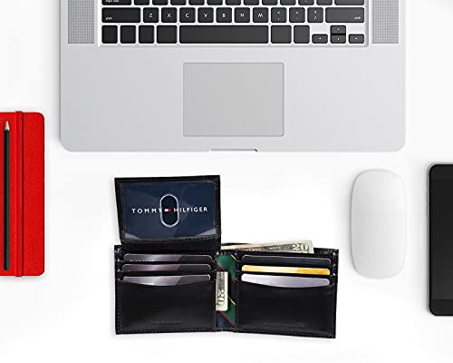 Tommy Hilfiger Men's Leather Orson RFID Bifold Wallet with Removable Passcase - color: Black