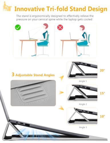 HYZUO 13 Inch Laptop Case Sleeve Bag with Adjustable Stand, Light Gray | for MacBook Air 13 M5 A3449 M4 M3 M2 M1 2026-2018, 13" MacBook Neo 2026, MacBook Pro 13 M2 M1 2026-2016, Surface Pro, XPS 13 - color: Light Gray, size: 13 Inch