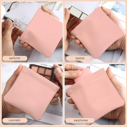 2Pcs PU Leather Small Squeeze Coin Purse Pouch Mini coin Bag Unique And Cute Wallet Cosmetic Bags Change Bag For Women Girls Men （Pink - color: Pink