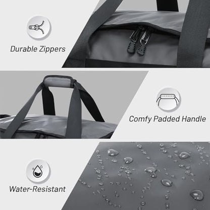 MIER Men's 60L Gym Duffle Bag Large Weekender Travel Duffel Backpack, Gray | Spacious Shoe Compartment; Convertible Duffel with Back Pack Straps; Heavy-Duty & Water-Resistant; Traveling Overnight Gear - color: Grey