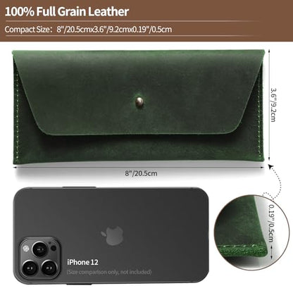 Ringsun Leather Money Cash Envelopes Wallet for Men, Money Bag Pouch Reusable Budget Envelope Wallet, Retro Clutch Wallet, Green - color: Green