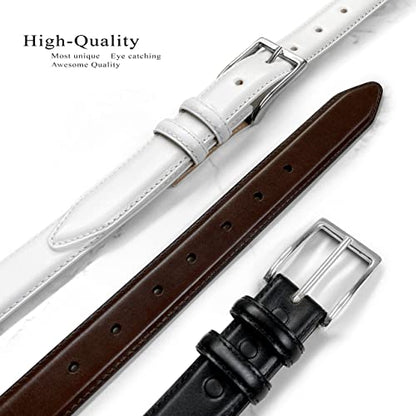 Adam Silver Men's Genuine Italian Calfskin Leather Dress Belt 1-1/8"(30mm) Wide Polished Buckle - color: Smooth Brown, size: 32
