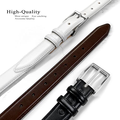 Adam Silver Men's Genuine Italian Calfskin Leather Dress Belt 1-1/8"(30mm) Wide Polished Buckle - color: Smooth Black, size: 46