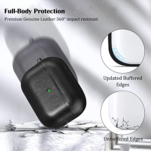 V-MORO Compatible with Airpods Pro 2 Case Cover Genuine Leather AirPod Pro 2nd Generation Case Men [Front LED Visible] iPod Pro Leather Protective Covers Ear Skin Black - color: Black, size: Airpods pro 2(2022)