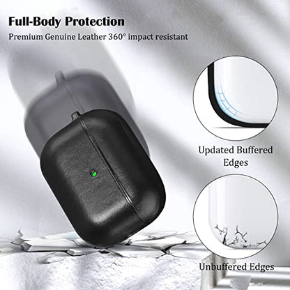 V-MORO Compatible with Airpods Pro 2 Case Cover Genuine Leather AirPod Pro 2nd Generation Case Men [Front LED Visible] iPod Pro Leather Protective Covers Ear Skin Black - color: Black, size: Airpods pro 2(2022)