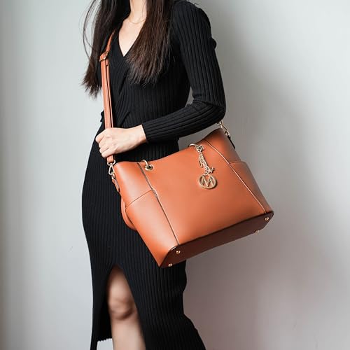 J’OMOR by Mia Tote Bag for Women, Handbag Set with Wallet Top-Handle Bag Vegan Leather Purse - color: Bonita Mustard