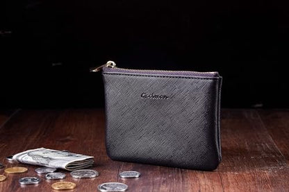 Chelmon Vegan Leather Coin Purse Pouch Change Purse With Zipper For Men Women - color: CH Steel Purple