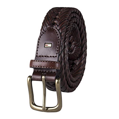 Tommy Hilfiger Men's Fully Adjustable Leather Braided Belt, Classic Strap for Jeans, Khakis & Dress Pants - color: Tan, size: 34