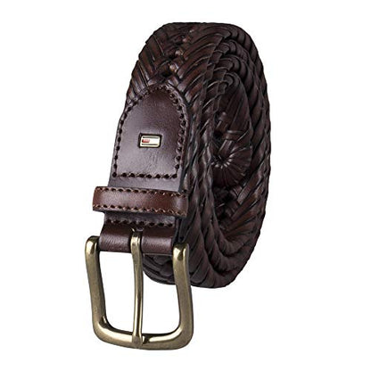 Tommy Hilfiger Men's Fully Adjustable Leather Braided Belt, Classic Strap for Jeans, Khakis & Dress Pants - color: Tan, size: 34