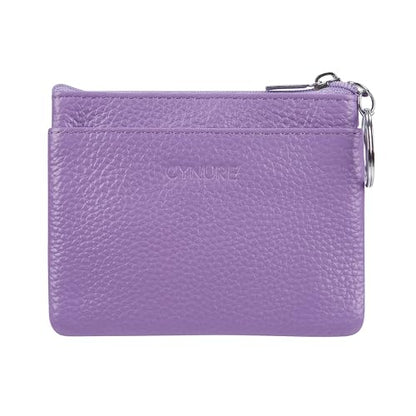 Women Genuine Leather Coin Purse Small Keychain Change Wallet - color: Lavander