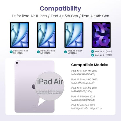 DTTO for iPad Air 11-inch Case M4 / M3 / M2 (2026/2025/2024), Lilac Book | Slim Reading PU Leather Cover with Pencil Holder for iPad Air 5/4, Card Slot, Vertical & Horizontal Angles, Auto Wake/Sleep - color: Lilac Notebook