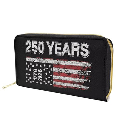 AFPANQZ Long Wallet for Women Slim Purse PU Leather Clutch Zip Around Cards Phone Holder - color: American 250th Print