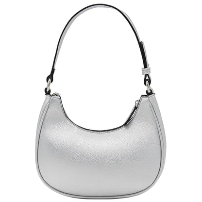 Small Crescent Shoulder Bag Underarm Purse - color: Silver/Silver
