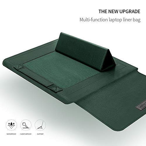 Laptop Sleeve 13-14" Case with Stand Compatible with Microsoft Surface Laptop 5/4/3/2 13.5", MacBook Air/Pro 13.3", PU Leather Sleeve for 15-16" Laptop Computers - Dark Green - color: Dark Green, size: 13-14 Inch