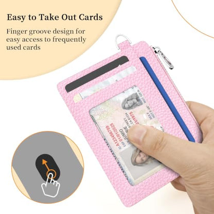Hancynir Minimalist Slim Wallet Women Credit Card Holder, RFID Small Cute - color: 01-Lichee PK Bling Wallet