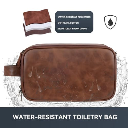 Travel Toiletry Bag for Men,Shaving Dopp Kit,Large Toiletries Organizer bag - color: Red Coffee