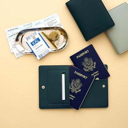 carrotez Premium RFID Blocking Leather Passport Holder & Wallet –Dark Green - color: Dark Green