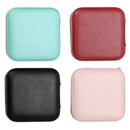 TRODANCE Jewelry Case with Mirror, Small Travel Jewelry Organizer, Portable Jewelry Box Mini Organizer Display Storage Box For Rings Earrings Necklaces (4Color - 4packs) - color: B1 - 4 packs - 4 Color