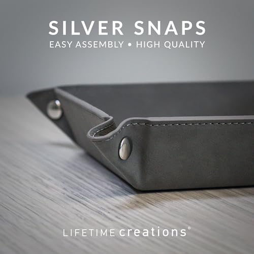 Lifetime Creations Monogrammed Valet Tray (Black) - Personalized Vegan Leather Catchall, Change Tray, Groomsmen Gift, Desk Dresser Organizer - color: Black - Monogrammed