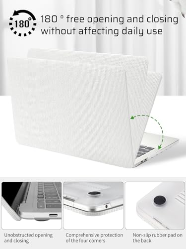 Seorsok Compatible with MacBook Pro 13 inch Case M2 2023,2022,2021-2016 A2338 M1 A2251 A2289 A2159 A1989 A1708 A1706,Elegant Leather Plastic Hard Shell Case with Keyboard Cover,White No Logo Cutout - color: White, size: Pro13（A2338 M1 A2251 A2289 A2159 A1