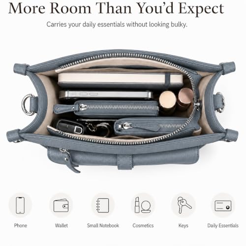 Crossbody Bags for Women,6 Pockets Vagan Leather Shoulder Bag for Daily Use | Boho Guitar Strap, Shoulder Bag, Travel Use - color: Blue and Beige