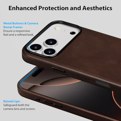 Belemay Vegetable-Tanned Leather Case for iPhone 17 Pro, Bourbon Brown - color: Bourbon brown, size: iPhone 17 Pro