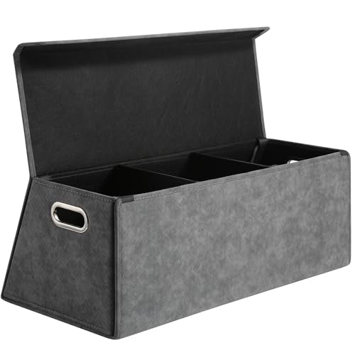 Fyzeoty Car Trunk Organizer for SUV and Sedan, Trapezoidal-Grey, 29.5 in | Tailored for Rear Seats, Silky Crosshatch Vegan Leather, XL, Magnetic Lid, Collapsible & Adjustable, Water‑Dust Resist - color: Trapezoidal-Grey, size: Extra Large