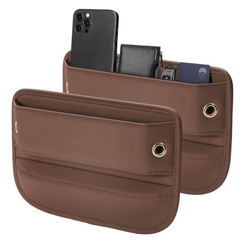 Premium Leather Car Seat Gap Filler Organizer (0.2”-1.2" Gaps), Clever Gifts for Car SUV Truck Owners (Brown, 2 Pack) - color: 04 Brown, 2 Pack