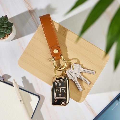 L'Atelier de Romy Keychain for Men & Women – Full Grain Leather Key Chain, Minimalist Car Key Holder - color: Natural