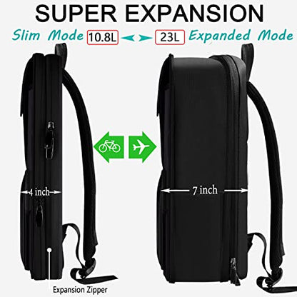 ZINZ Slim & Expandable Laptop Backpack 15.6 Inch, Computer Rucksack Water Resistant Bag, Anti-Theft Travel Daypack for Men and Women-Black - color: Black