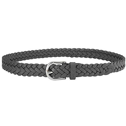 Falari Women's Leather Braided Belt Stainless Steel Buckle - color: Dark Grey, size: XL 42-44 (fit waist 40-42)