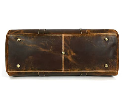 Leather Travel Duffel Bag | Gym Sports Bag Airplane Luggage Carry-On Bag | Gift for Father's Day By Aaron Leather Goods - color: Tan