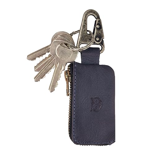 Hide & Drink, Car Key Holder Handmade from Full Grain Leather - Slate Blue - color: Slate Blue