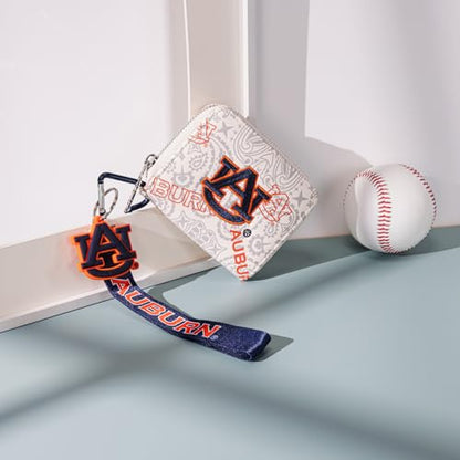 Montana West Auburn NCAA Zip Around Wallet with Lanyard - Game Day Accessory, Embroidered AU Paisley Design NC-AU012BG - color: AU-Beige