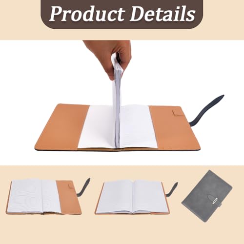 CRASPIRE A5 Leather Notebook Cover Gray Waterproof Envelope Folder Refillable Notebook Business Briefcase Envelope Folder Handmade Leather Journal Cover for Book Lovers Classmate Gifts - color: Gray