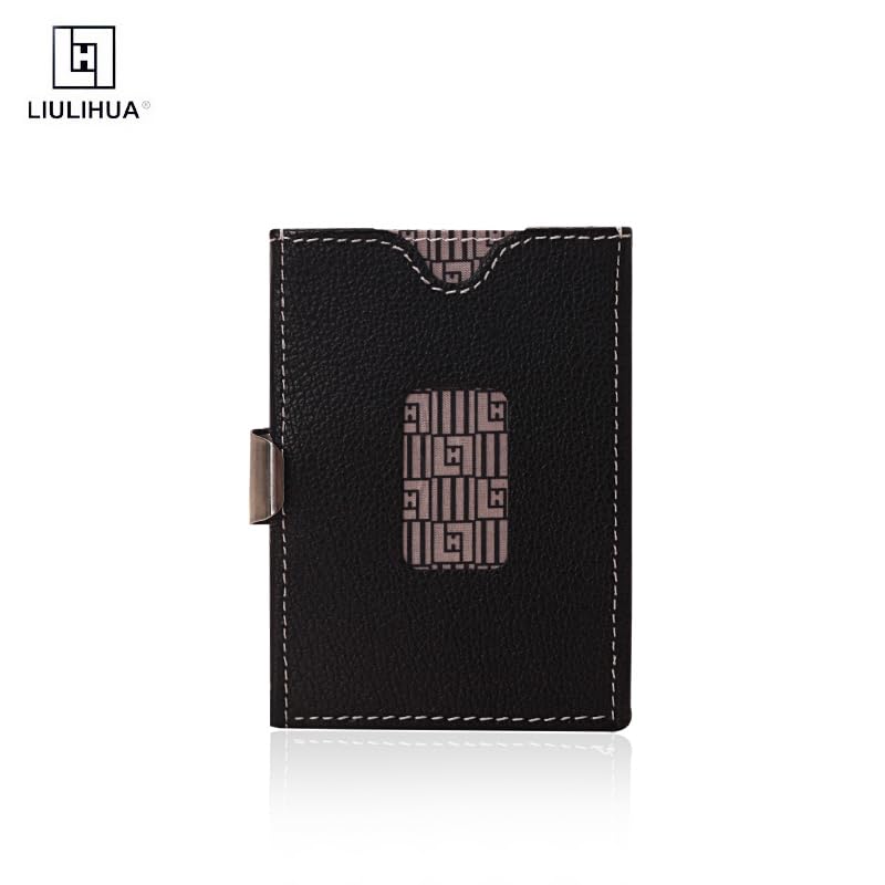 Leather Trifold Wallet - RFID Blocking with Stainless Steel Locking Clip Wallet, Minimalist Front Pocket RFID Blocking Credit Card Holder (Black-D) - color: Black-D